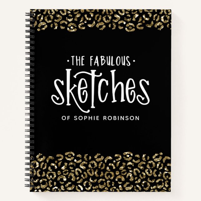 Elegant Black Gold Foil Sketchbook Notebook (Front)