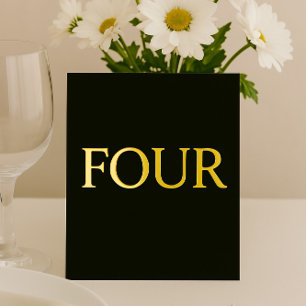 Elegant Black & Gold Foil Wedding Table Number
