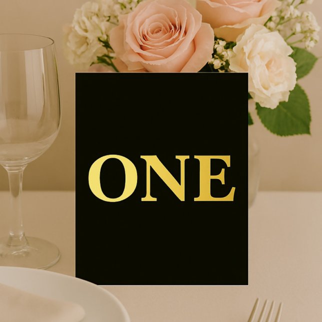 Elegant Black & Gold Foil Wedding Table Number (Creator Uploaded)