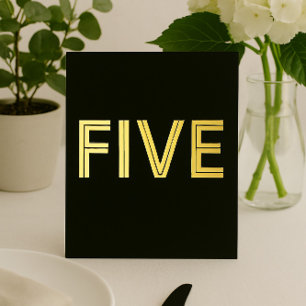 Elegant Black & Gold Foil Wedding Table Number
