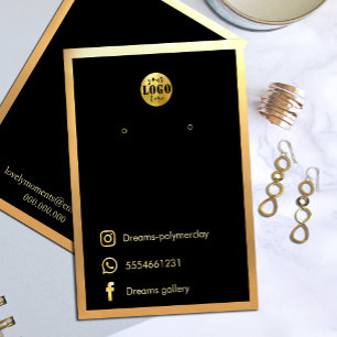 Elegant Black Gold Frame necklace earrings Business Card