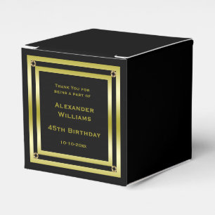 Elegant Black & Gold Framed 45th Birthday Favour Box