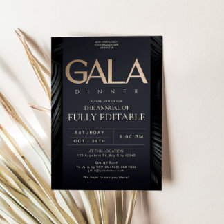 Elegant Black Gold Gala Dinner Invitation Card