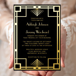 Elegant Black Gold Geo Vintage 1920s Deco Wedding