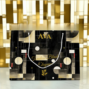 Elegant Black & Gold Geometric Gift Bag