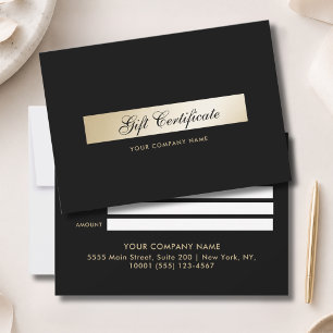 Elegant Black Gold Gift Certficate