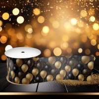 Elegant Black Gold Glitter Balloons Pattern A021