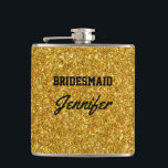 Elegant Black Gold Glitter Brooch Bridesmaids Hip Flask<br><div class="desc">I hope you enjoy this great Bridesmaids Flask with this beautiful Faux Gold Glitter on it.  You can CHANGE ALL THE PERSONAL INFORMATION on the Bridesmaids Flask to meet your needs.  Enjoy!
https://www.zazzle.com/store/dazzlingpaperitems</div>