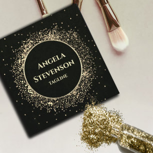 Elegant Black Gold Glitter Business Card