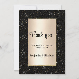 Elegant black gold glitter confetti Thank You  Invitation