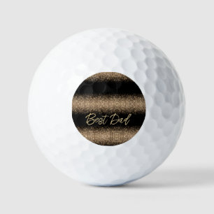 Elegant Black & Gold Glitter gift for Dad Golf Balls