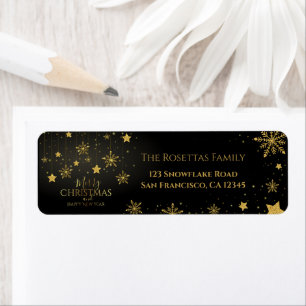 Elegant Black Gold Glitter Hanging Stars Snowflake