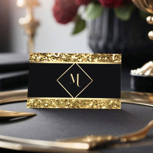 Elegant Black & Gold Glitter Modern Business Card
