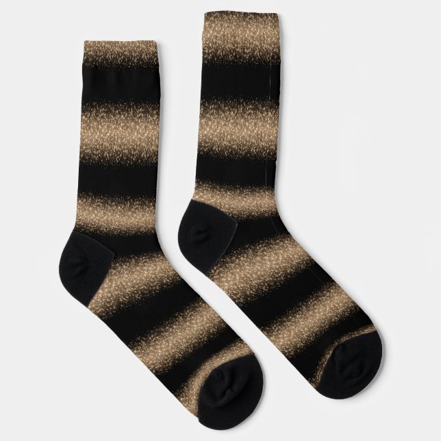 Elegant Black & Gold Glitter Ombre Socks (Right)