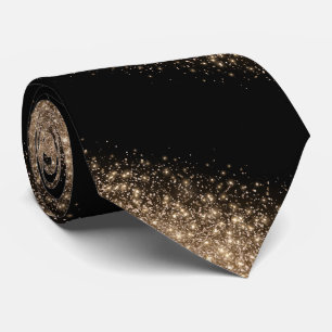 Elegant Black & Gold Glitter Ombre Tie