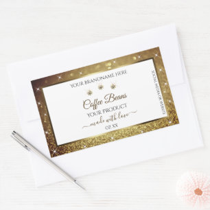Elegant Black Gold Glitter Product Labels Jewels