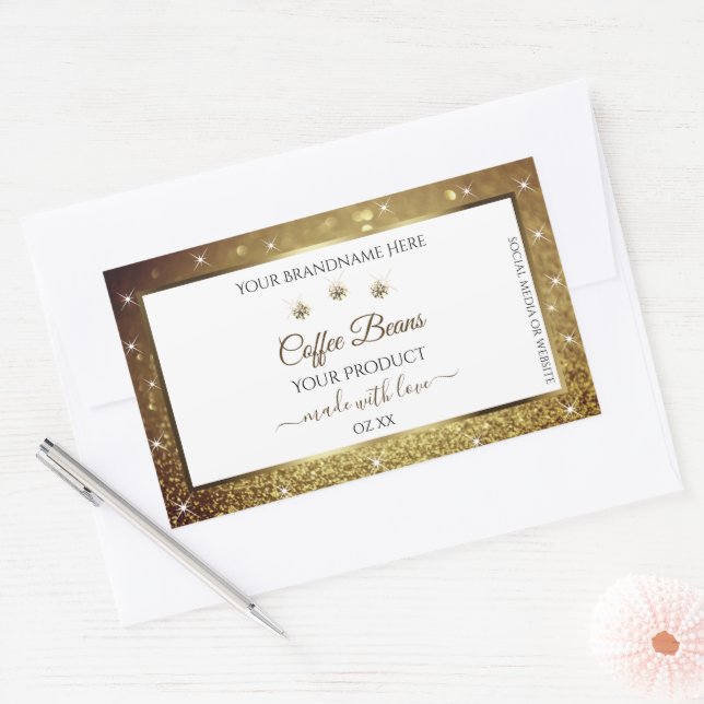 Elegant Black Gold Glitter Product Labels Jewels (Envelope)