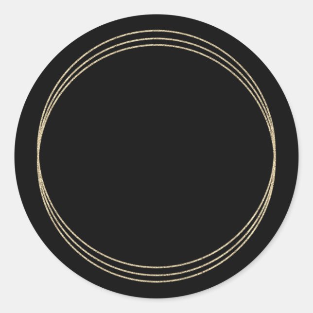 Elegant Black Gold Glitter Rings Blank Template  Classic Round Sticker (Front)