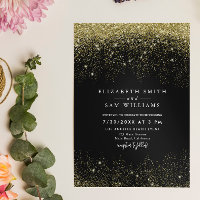 Elegant Black Gold Glitter Sparkle Modern Wedding