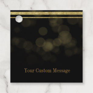 Elegant Black Gold Glitter Sparkle Sweet 16 Party Favour Tags