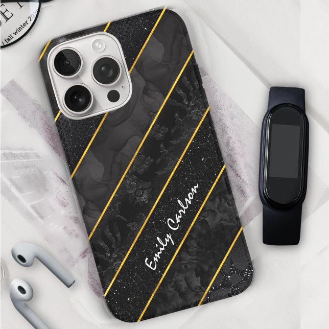 Elegant black gold glittery geometric Case-Mate iPhone case (Creator Uploaded)