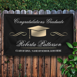 Elegant Black Gold Graduation Banner