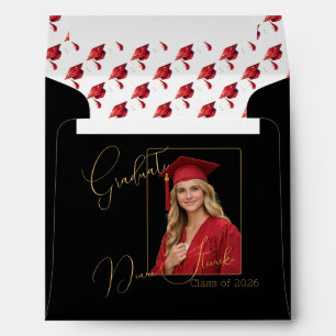 Elegant Black & Gold Graduation Envelope