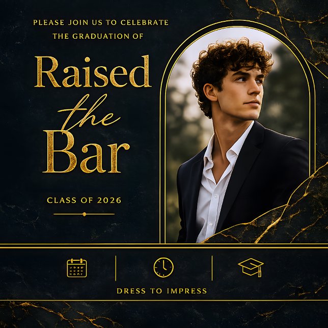 Elegant Black Gold Graduation Invitation (Creator Uploaded)