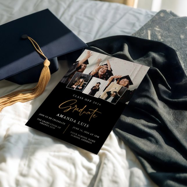 Elegant Black & Gold Graduation Invitation (Creator Uploaded)