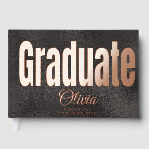 Elegant Black Gold Graduation Party Guest Guest Book
