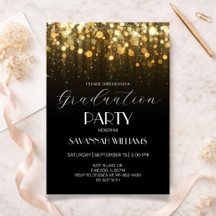 Elegant Black & Gold Graduation Party Invitation