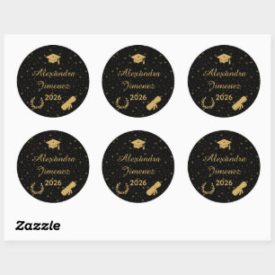 Elegant Black Gold Graduation Party Stickers