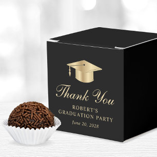 Elegant Black Gold Graduation Party Thank You Favour Box