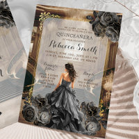 Elegant Black Gold Grand Ballroom Princess 15 Años