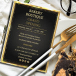 Elegant Black & Gold Grand Opening invitation<br><div class="desc">Grand opening invitation in an elegant black and gold design for your business,  perhaps a store,  a restaurant,  or a beauty salon. Add your own logo too!</div>