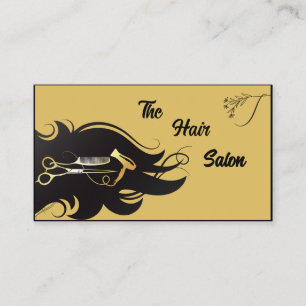 Elegant Black Gold Hair Stylist Scissors Salo Business Card