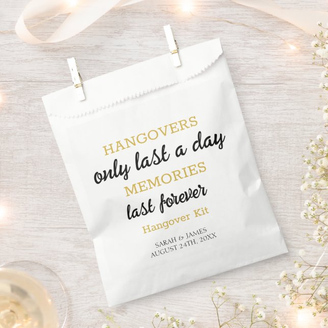 Elegant Black & Gold Hangover Wedding Typography  Favour Bags (Clipped)