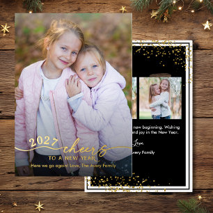 Elegant Black Gold Happy New Year Photo