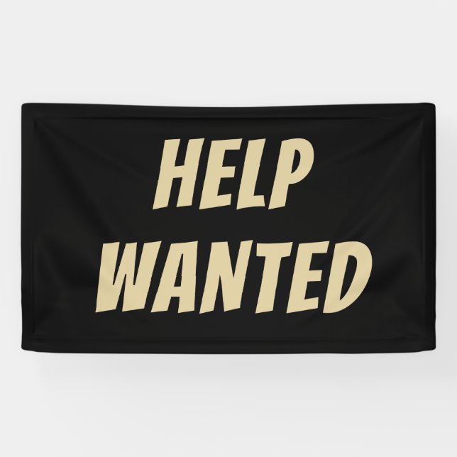 Elegant Black & Gold HELP WANTED Banner Custom (Horizontal)