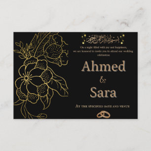 Elegant Black & Gold Islamic Wedding Invitation 
