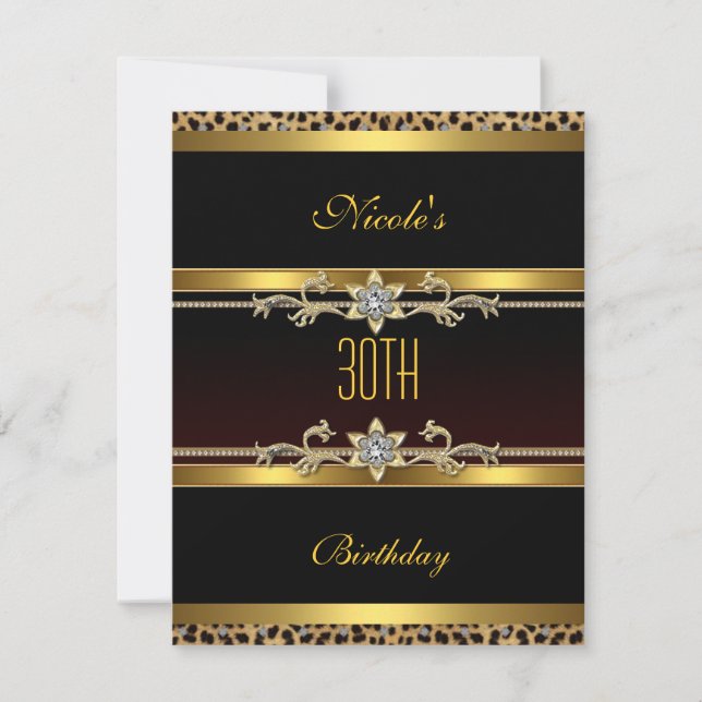 Elegant Black gold Jewel 30th Birthday Invitation (Front)