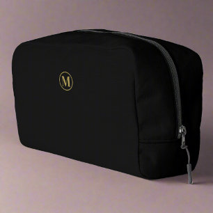 Elegant Black Gold l Elegant Luxury Monogram  Dopp Kit