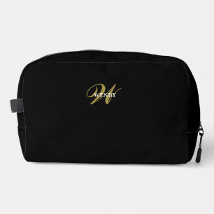 Elegant Black Gold l Elegant Luxury Monogram Dopp Kit