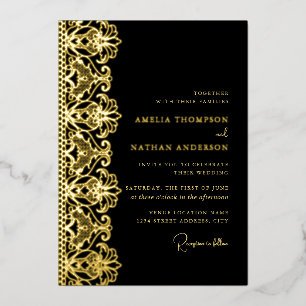 Elegant Black Gold Lace Wedding  Foil