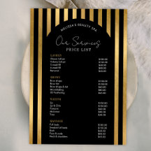 Elegant Black & Gold Lashes Hair Spa Price List