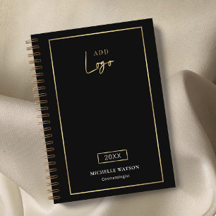 Elegant Black & Gold Logo Custom Business 2027 Planner