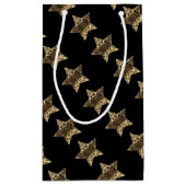 Elegant Black Gold Look Christmas Stars Pattern Small Gift Bag (Back)