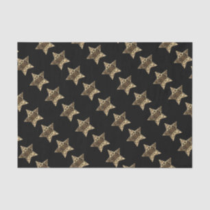 Elegant Black Gold Look Christmas Stars Pattern Tissue Paper