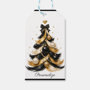 Elegant Black & Gold Luxury Christmas Holiday Gift Tags