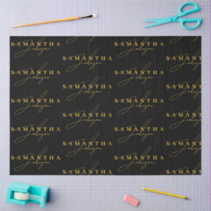 Elegant Black & Gold Luxury Signature Script  Tissue Paper